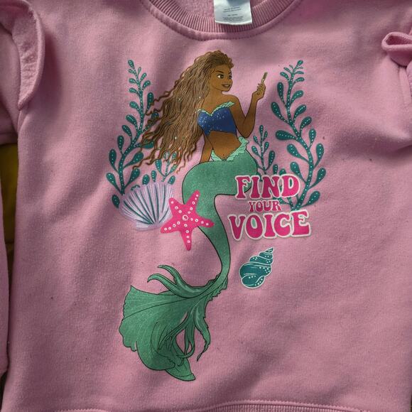 Disney The Little Mermaid Sweatshirt 6X – Mermaidcore, Princess, Ruffle Sleeve - Picture 2 of 6